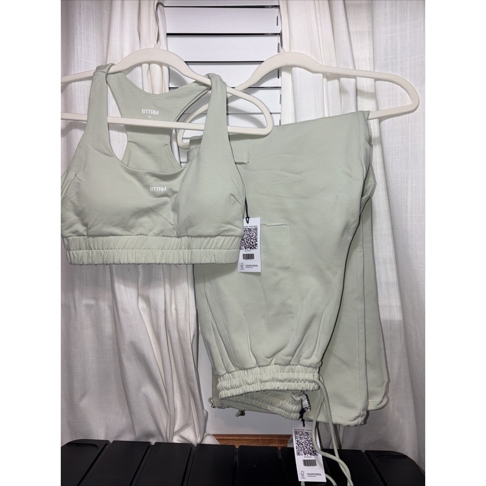 NWT BTTRM Better Me Med Fresh Mint Green SOLD OUT Drawstring Sweatpants & Bra - Picture 2 of 14